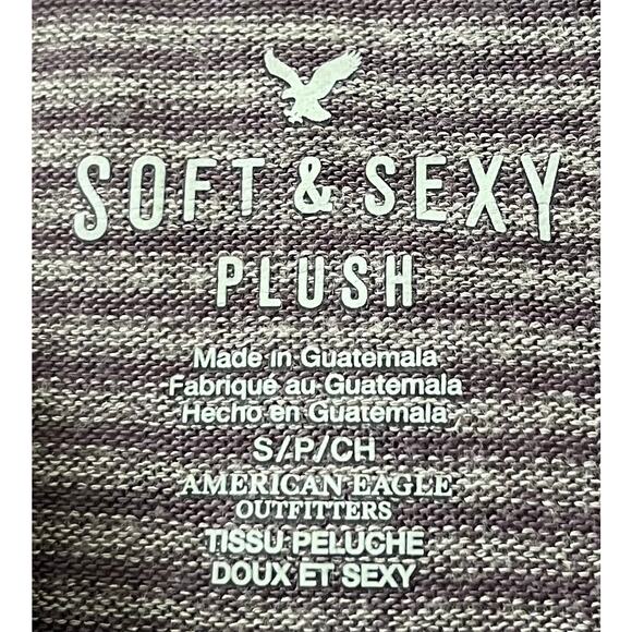 AMERICAN EAGLE OUTFITTERS LONG SLV HOODIE, WOMENS, S-PURPLE/GREY STRIPE-DRAWCORD - Picture 9 of 11